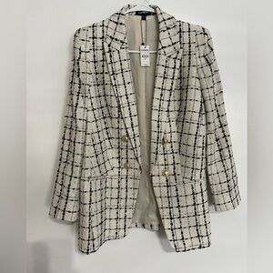 Express Plaid Tweed Boyfriend Blazer